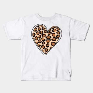 Leopard pattern  heart Kids T-Shirt